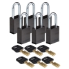 Candado safekey aluminio negro pack de 6